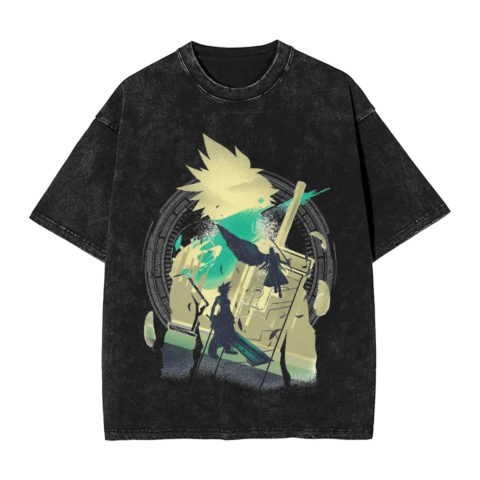 Vintage Finals Fantasys Soldier Vintage Washed Tshirts Unisex Round Neck Short Sleeve Tops Shirts Game Cotton Summer Clothes