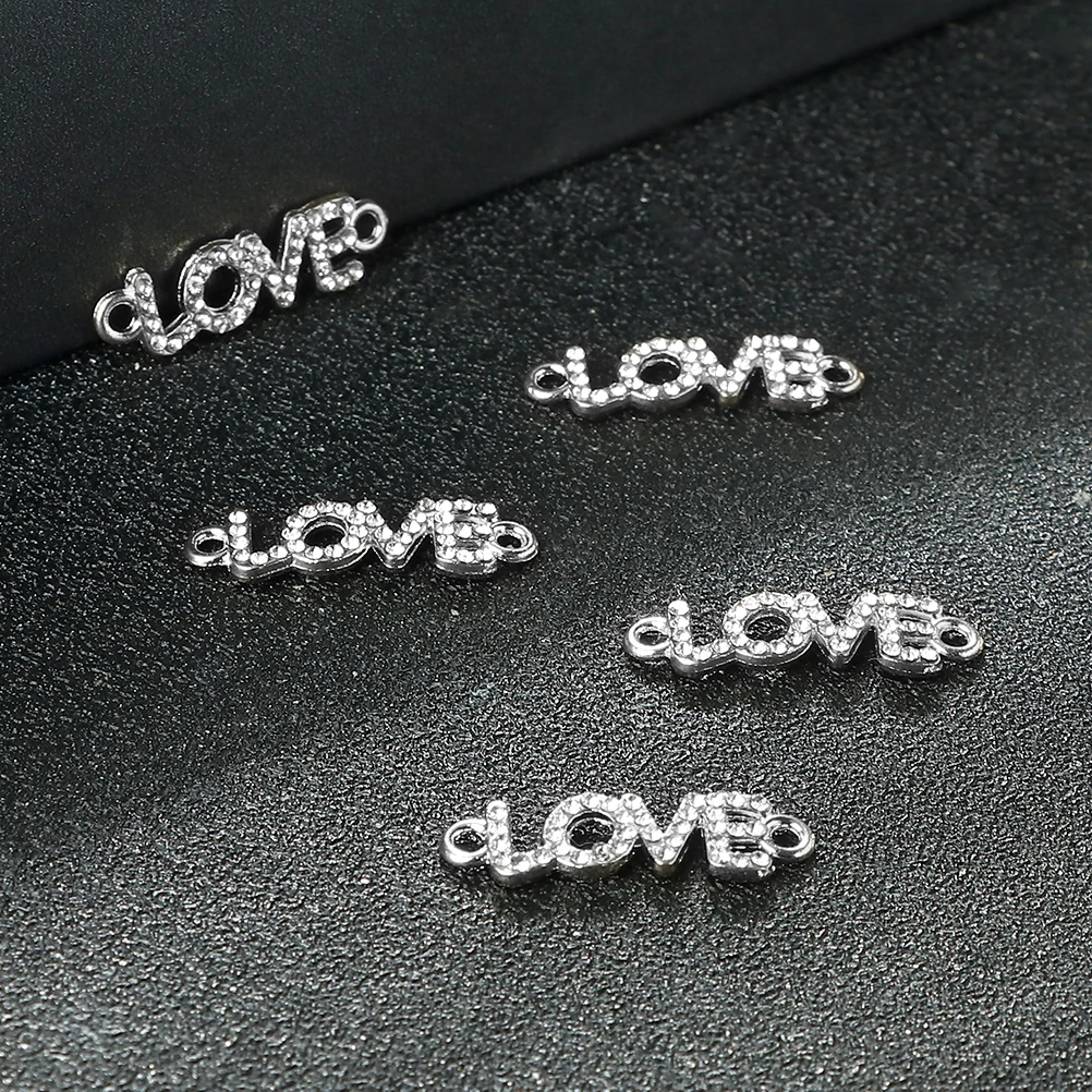 3-10Pcs/Set Romantic Crystal Bracelet Necklace DIY Charms Shape Heart Letter Love Connector Metal Pendant Jewelry Accessory