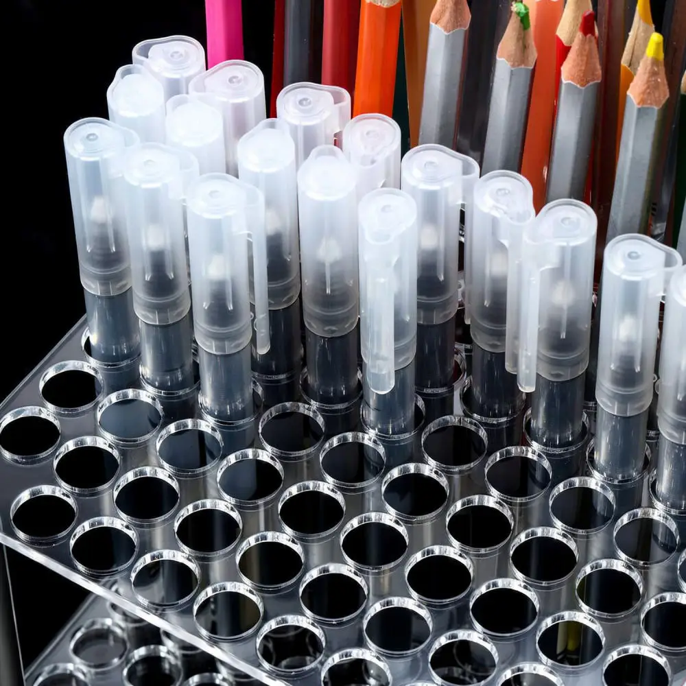 Desk Pencil Holder Acrylic Organizer For Markers Watercolor Pens Paint Brushes Storage Stand Office School Stationery