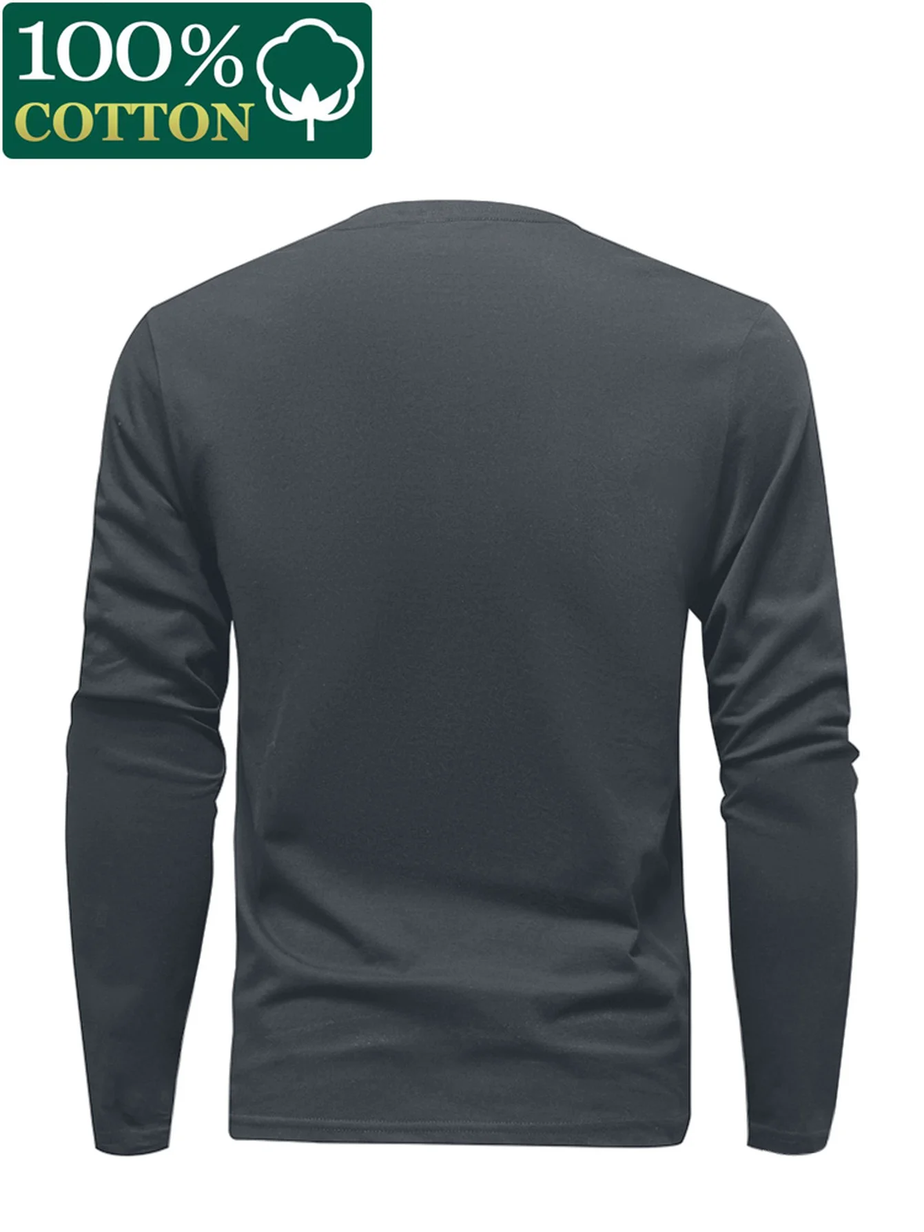 Men 100% Cotton Long Sleeve T Shirt Crew Neck Casual Comfort Versatile Basic Top Outdoor Leisure Spring Autumn Clothes view 5