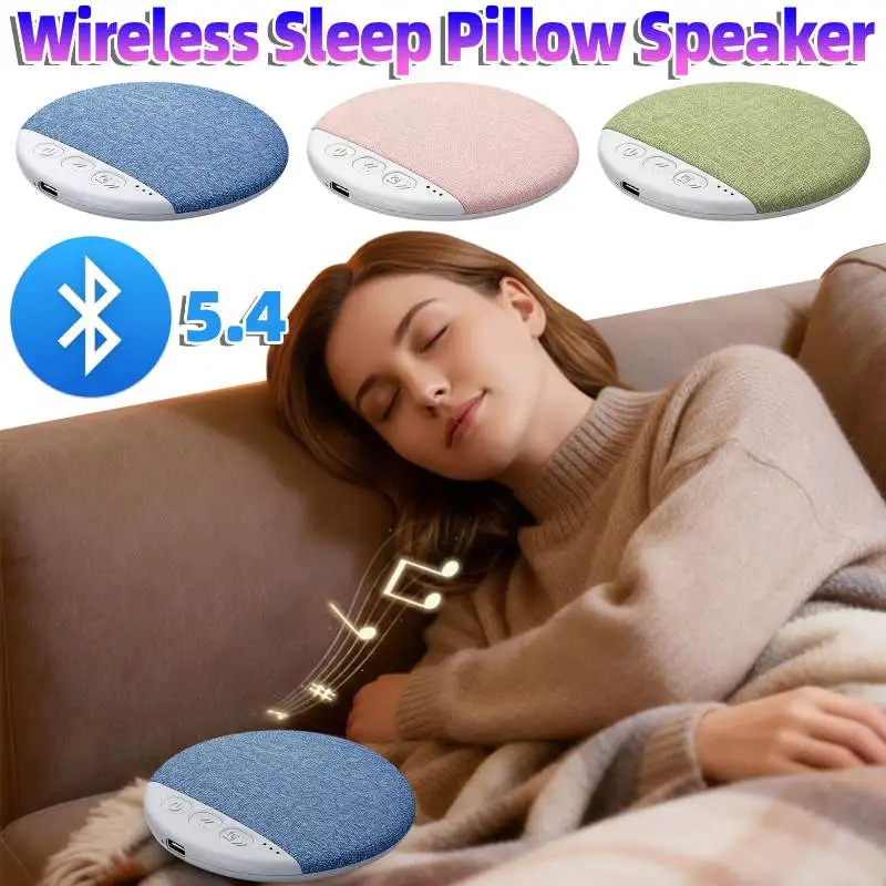 Herramienta Inalámbrica para Ayudar a Dormir con Temporizador, Altavoz BT Ultrafino para Almohada, Reproductor de Música con Sonidos Naturales, Auriculares Estéreo Tipo Disco con Bajos para Dormir, Tipo C