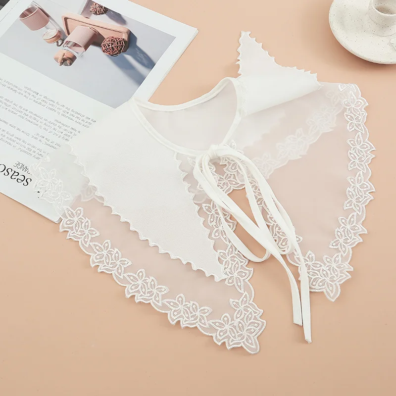 

White Lace Fake Collar for Women Embroidered False Collar Shirt Blouse Doll Sweater Decorative Shirt Detachable Collar