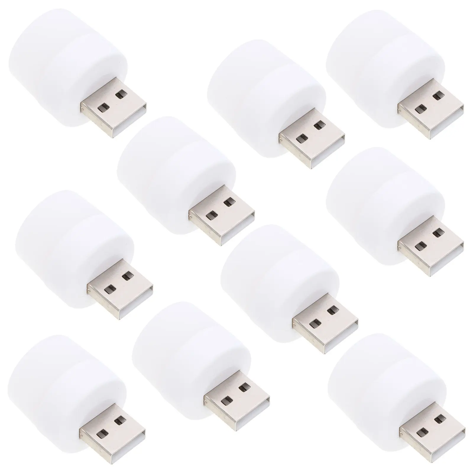 10Pcs USB Powered Portable LED Night Light Compact Lightweight Mini Lamp for Car Interior Laptop Desk Ambient Atmosphere