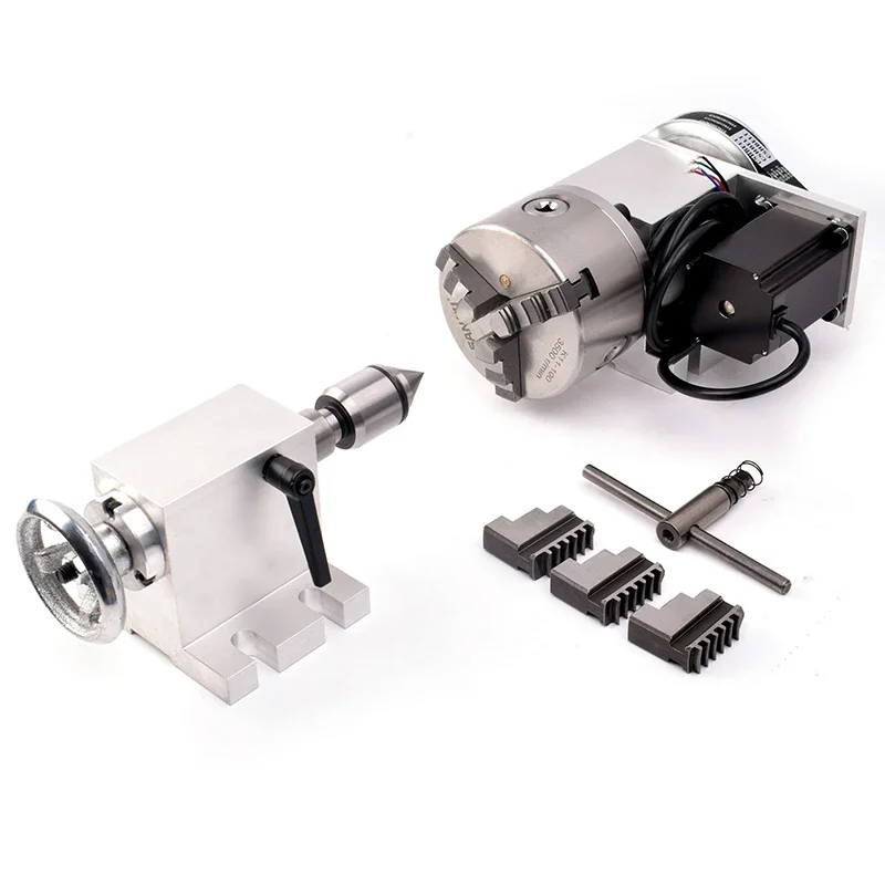 

100mm 3 Jaw Chuck Rotary Axis Cnc Rotary 4axis for CNC Lathe Machine Tools Accessories