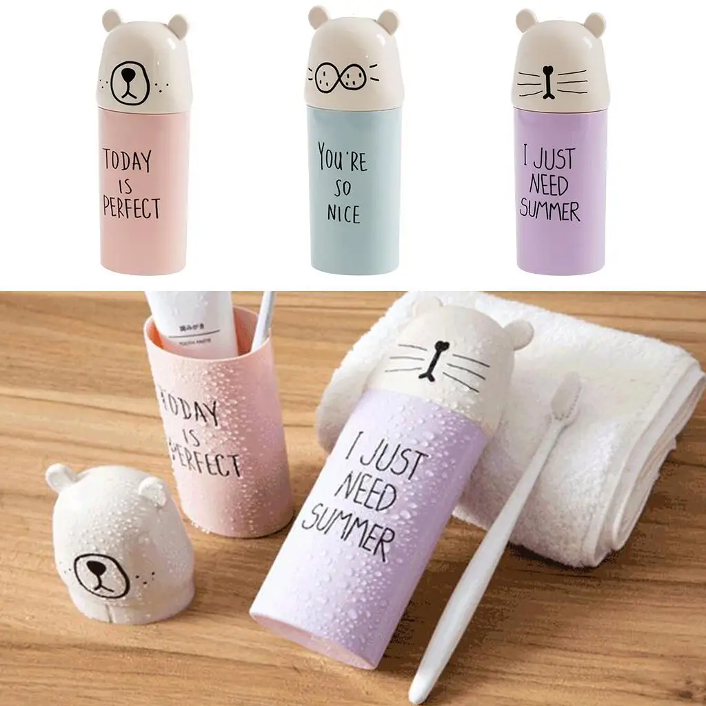 Toothbrush Case and Paste Holder Portable Dustproof Cup PP Plastic Storage Box for Children Bathroom and Travel