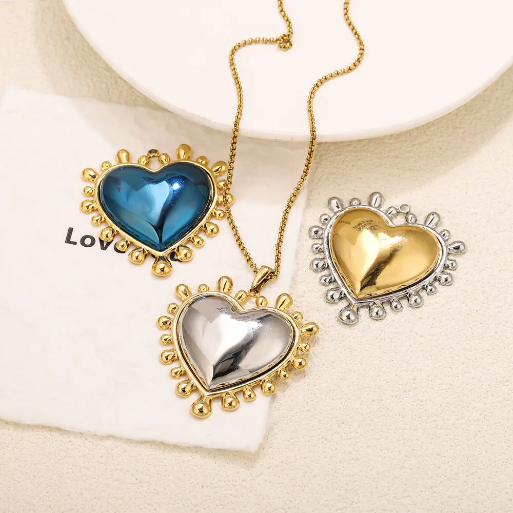 1pcs 18K Gold Plated Stainless Steel Heart Charms Vintage Oxidation Resistant Pendant for DIY Necklace Keychain Jewelry Making