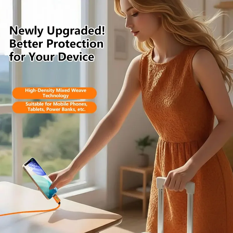 120W Data Cable USB Type C Cable Fast Charging Data Cable LED High Speed Transfer Cord For Phone Smartphones Tablet Power Bank