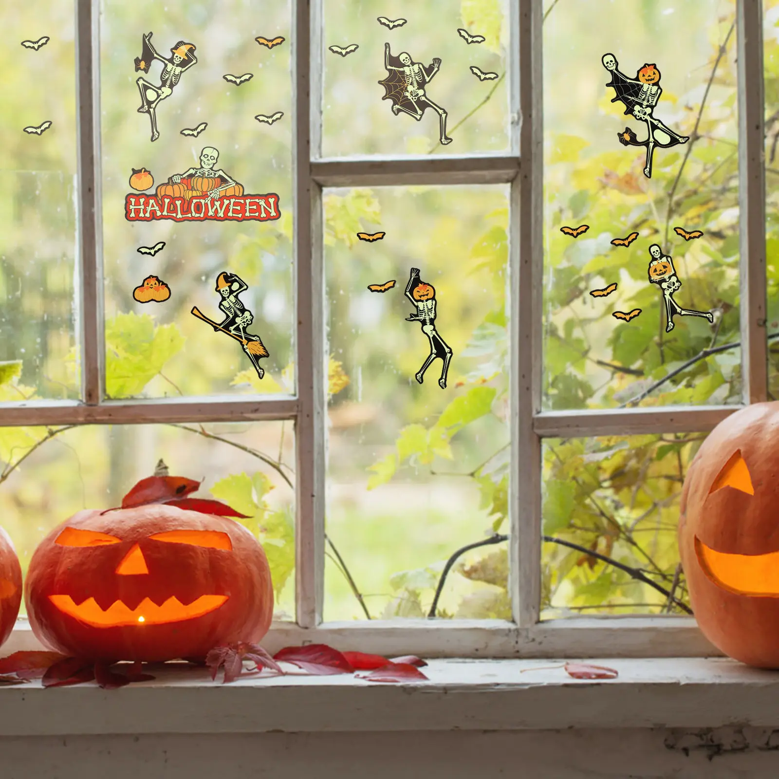 Glow in Dark Window Cling The Sticker Halloween Glowing Decals PVC Decorations
