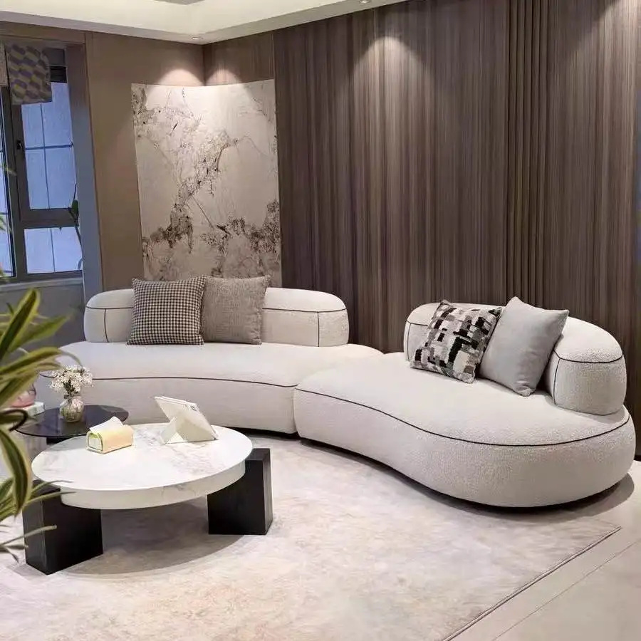 #2026 New Curved Sofa Modern Cream Fabric Armchair Dual-use Winter/Summer Comfort Designer Single Couch High-End Showrooms Spong