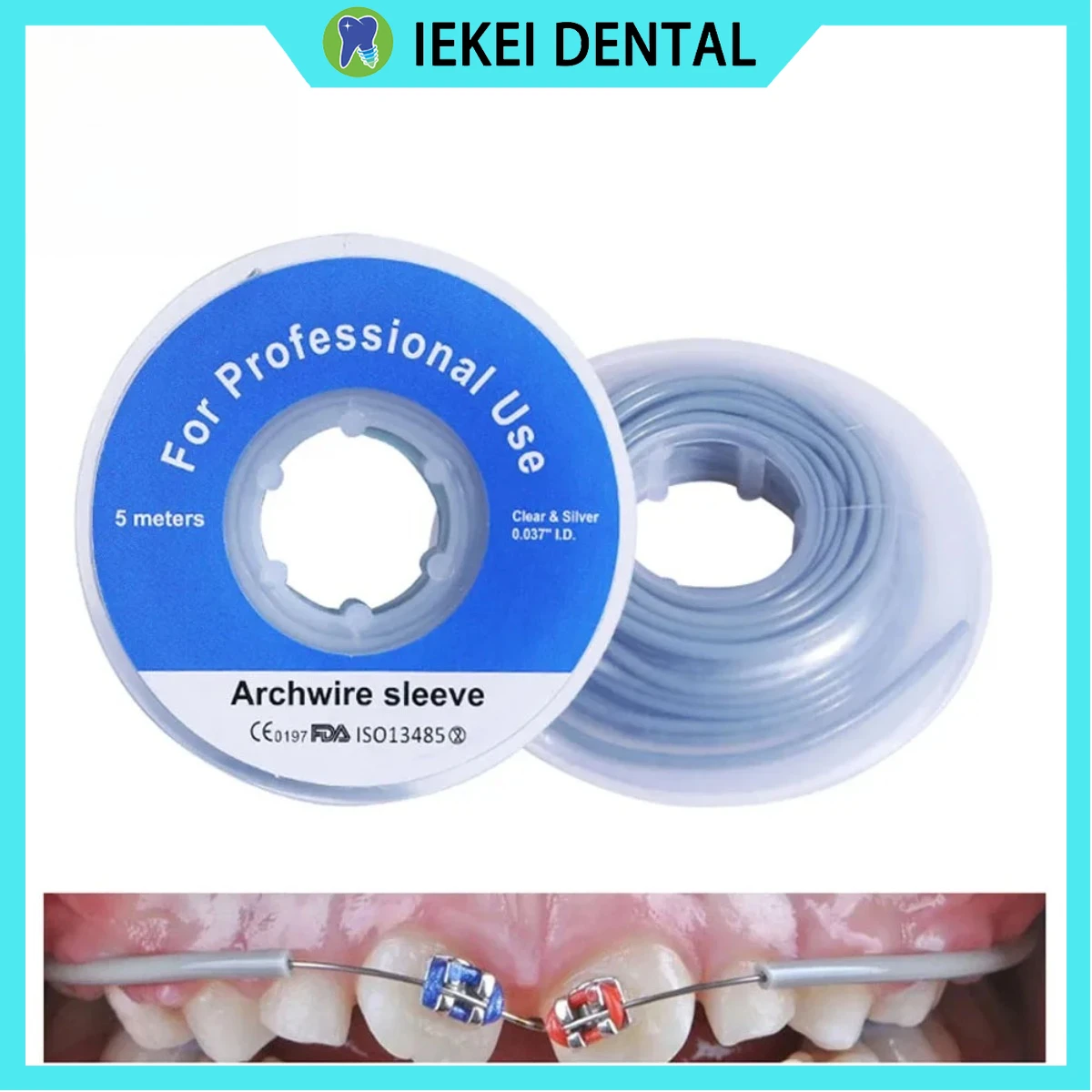 

1 Roll/5 Meters of Orthodontic Elastic Archwire Sleeve, Dental Floss Protector, Rotary Torque Pad