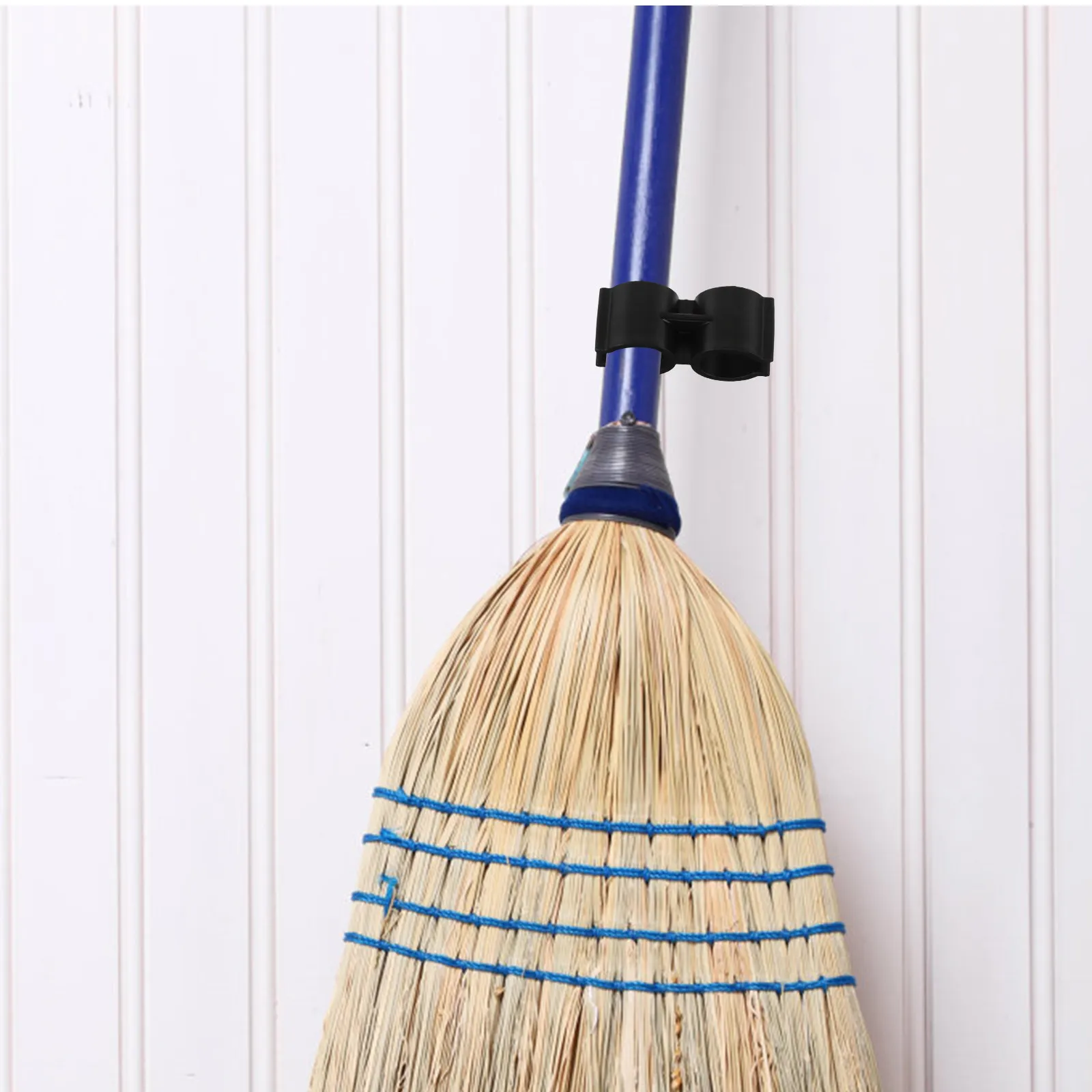 4Pcs Plastic Dustpan Broom Buckle Double Port Tube Clamp Secure Broom Holder Connector for Home Kitchen Warehouse Supermarket