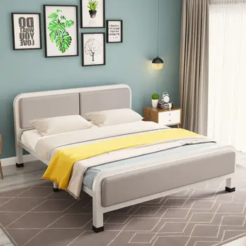 유럽 금속 두꺼운 다리미 침대, 더블 침대 프레임 침대, 소형 아파트 렌탈 룸, 싱글 침대 퀸 사이즈 침대 프레임, 1.5m, 1.2m 