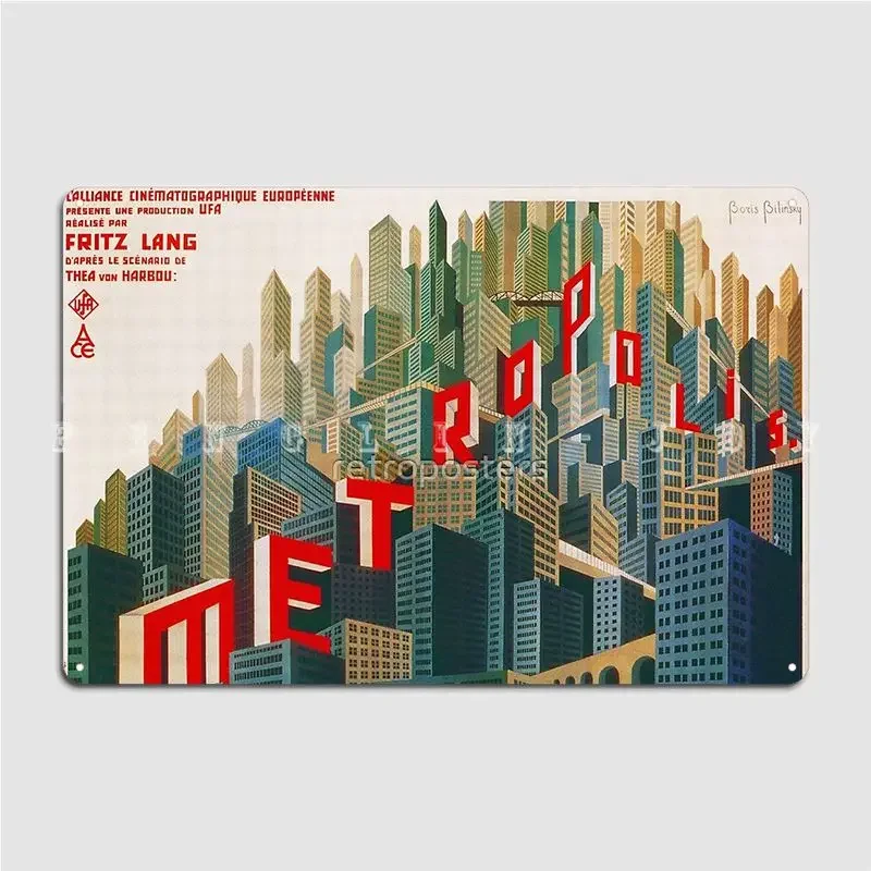 Fritz Lang Metropolis 1927 Classic Sci Fi Film Vintage Movie Metal Sign Club Home Kitchen Painting Décor Tin Sign Posters