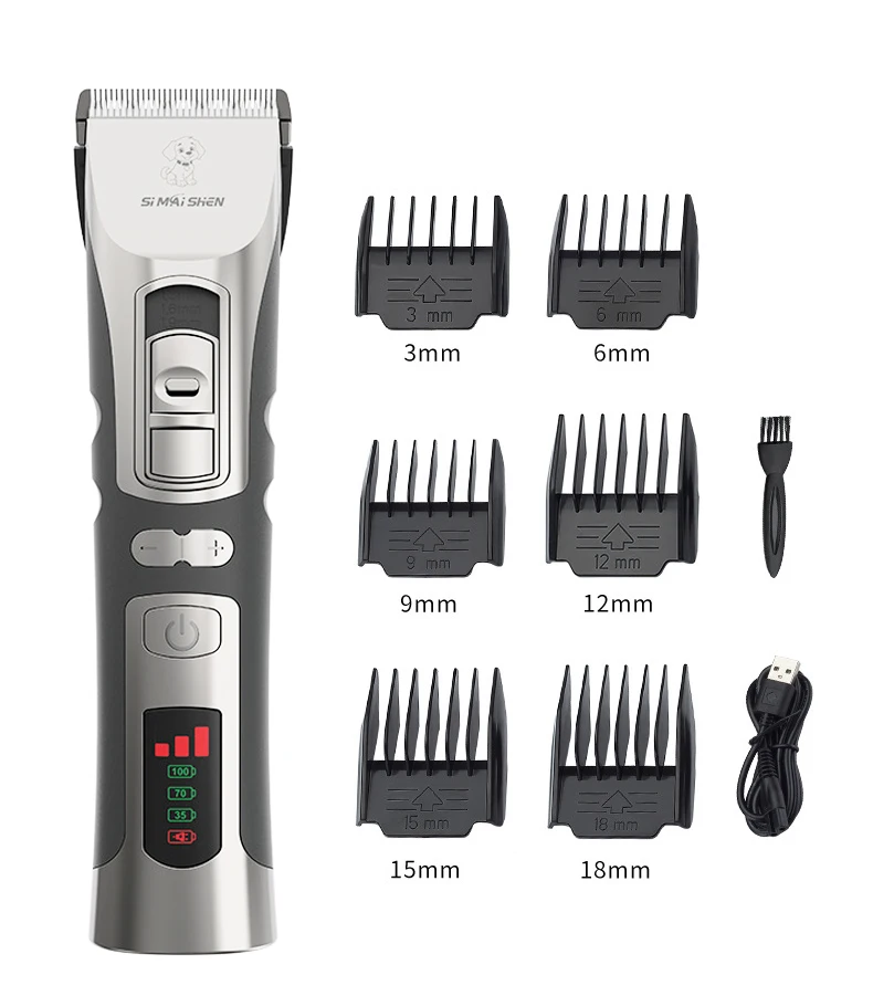 High Power Smart Hund Clippers Pflege Trimmer Haustier Haarschnitt Maschine für Hunde Pflege Cutter Wiederaufladbare Abnehmbare Klinge – Detail 10