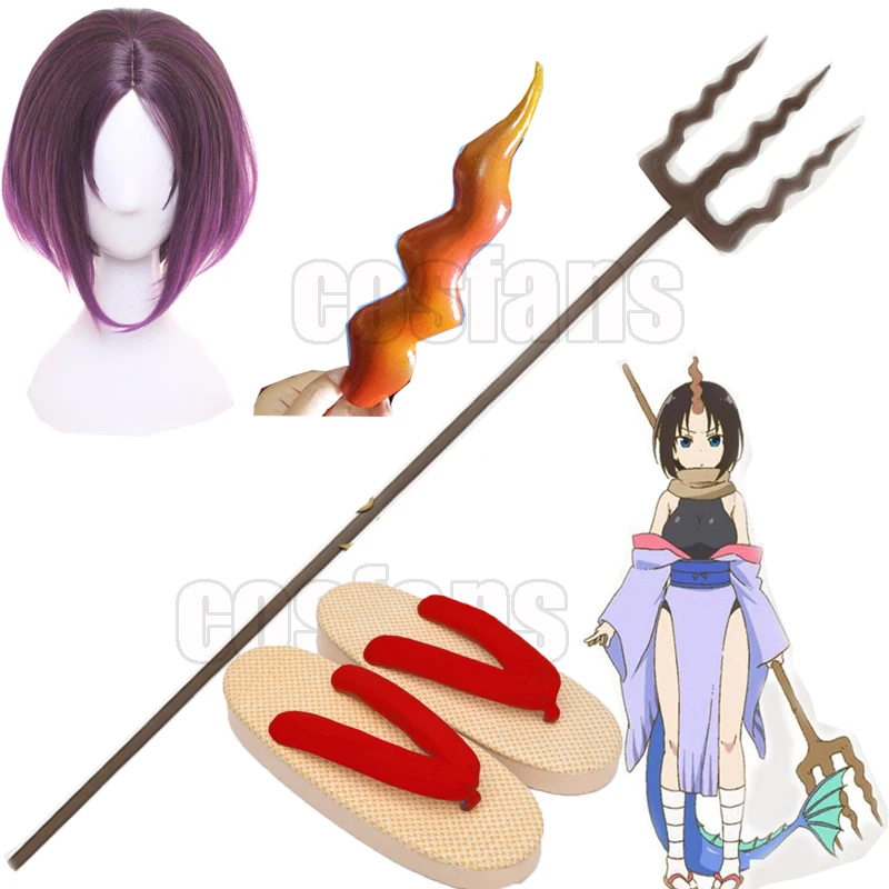 Anime Hoa Hậu Kobayashi Rồng Của Người Giúp Việc Elma Cosplay Sừng Tóc Giả 160Cm Nhựa PVC Cây Đinh Ba Vũ Khí Đạo Cụ Elma Trang Phục Hóa Trang Halloween quà Tặng