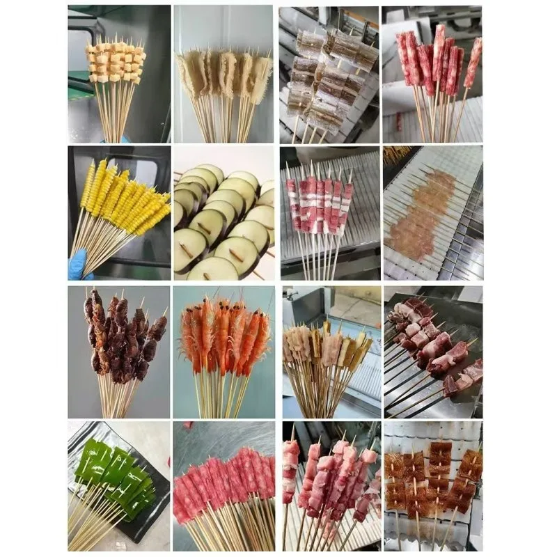 High Efficiency Barbeque Kabab Skewer Maker Meat Stringing Machine Satay Skewering Machine