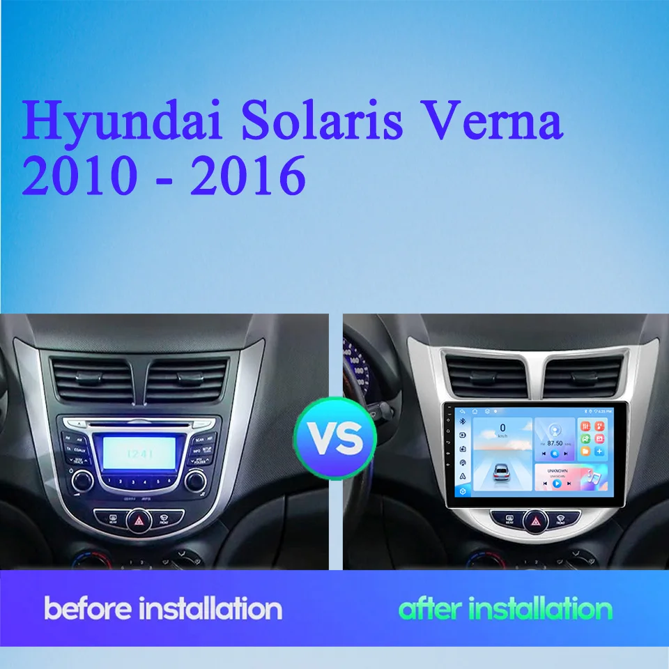 Android 14 Auto Multimedia Player For Hyundai Solaris Accent Verna 2010 2012 2014 2016 Car Radio DVD Head Unit GPS Navigation HU