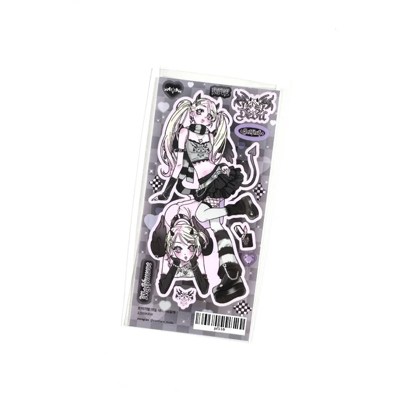 Cartoon Cute Sweet Cool Girl Angel With Demon Character Stickers Hand Account Diary Planner Scrapbook DIY Decorative Stickers