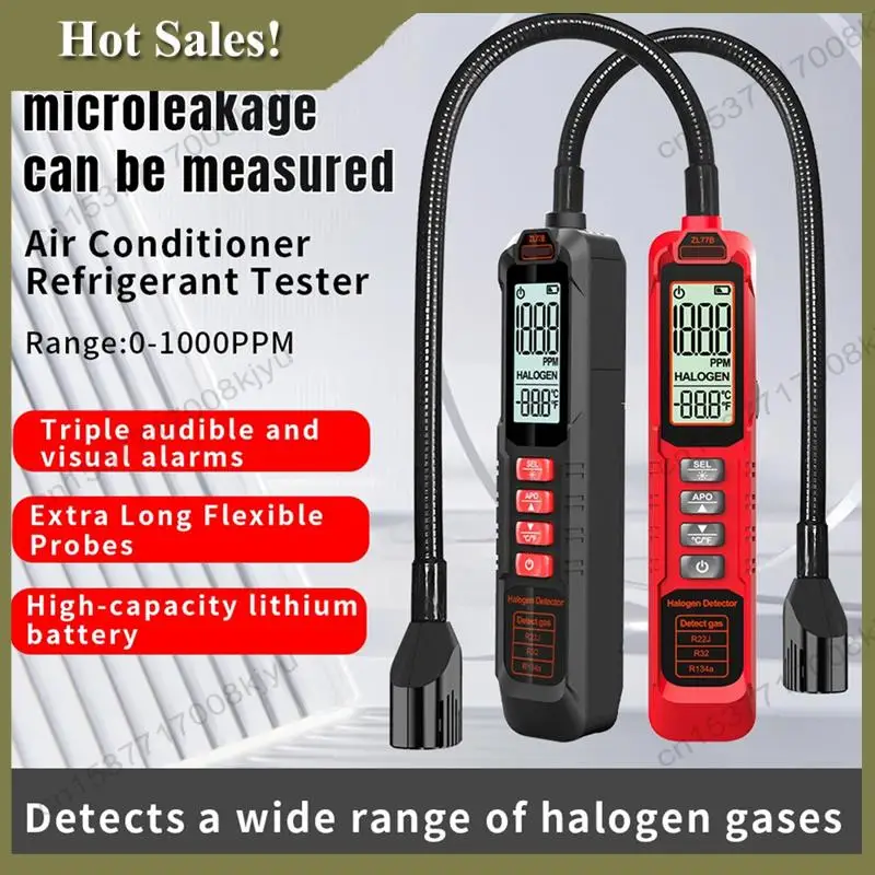 -A23G เครื่องปรับอากาศ HVAC Refrigerant Leak Detector 0-1000PPM เครื่องทดสอบสําหรับ CFC HFC HCFC HC HFO ZL77B