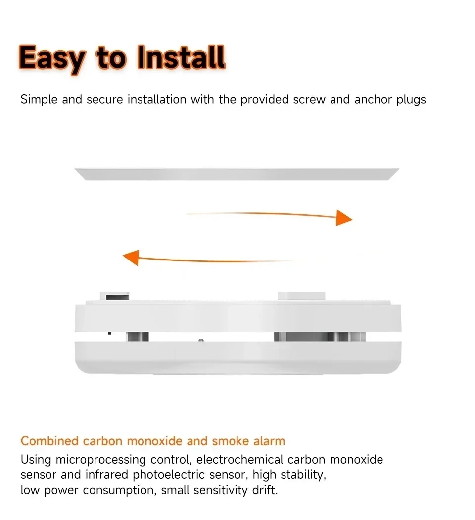 Smart ZigBee Smoke & CO Composite Alarm Tuya APP Control Fire Carbon Monoxide Detector Loud Sound Warning Home Safety Sensor view 6