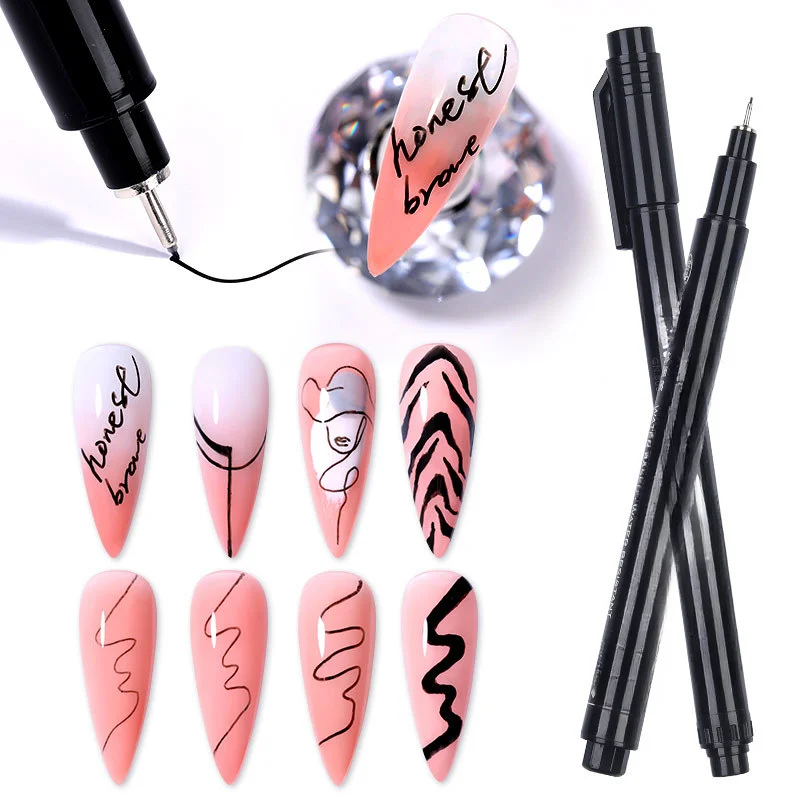 Nagellack ier stift Nail Art Pinsel Acryl Markierung stift mit ultra feinen Zeichen linien Kanten schnell trocknenden wasserdichten Graffiti