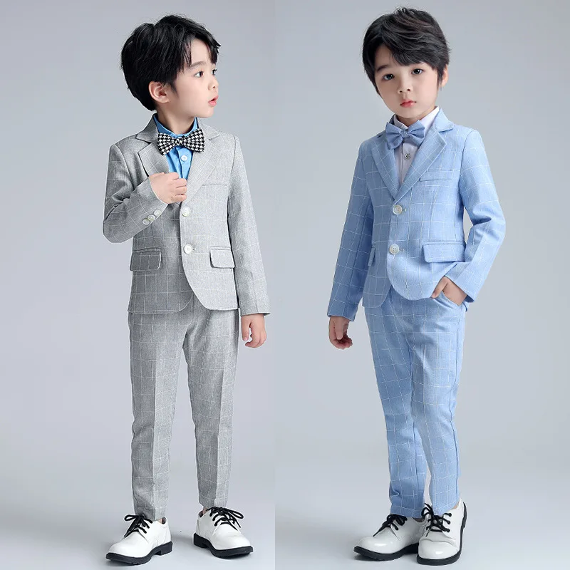 Flower Boys Wedding Suit Child Party Performance Costume Kids Photography Graduation Suit Blazer+Pants 2Pcs Slim  Ceremony Set