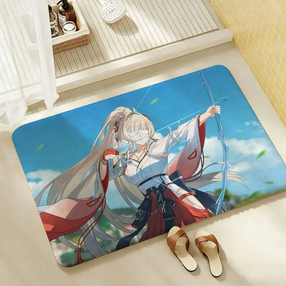 H-Hiyuki-S FanArt WUWA  Shower Room Absorbent Small Floor Mat Soft Comfortable Decorative Foot Mat