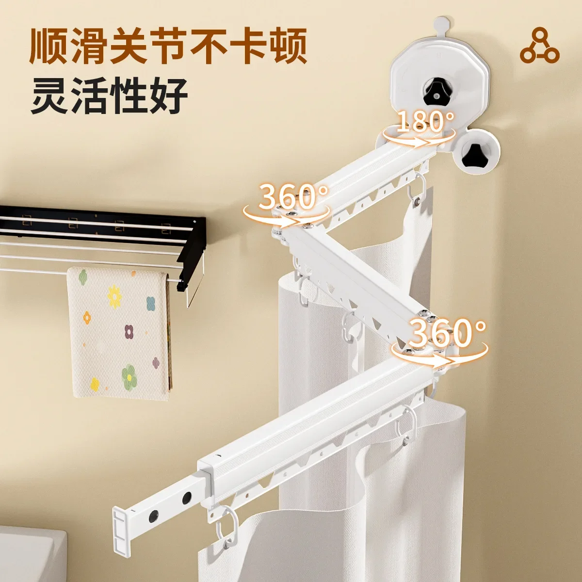 Suction Cup Stacked Shower Curtain Without Punching Toilet Curved Shower Blocking Curtain Waterproof Bathroom Curtain