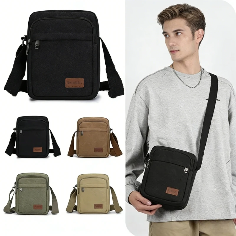 

Мужская холщовая сумка-мессенджер через плечо, маленькая повседневная сумка-слинг, легкий рюкзак для путешествий, поездок на работу, ежедневного использования