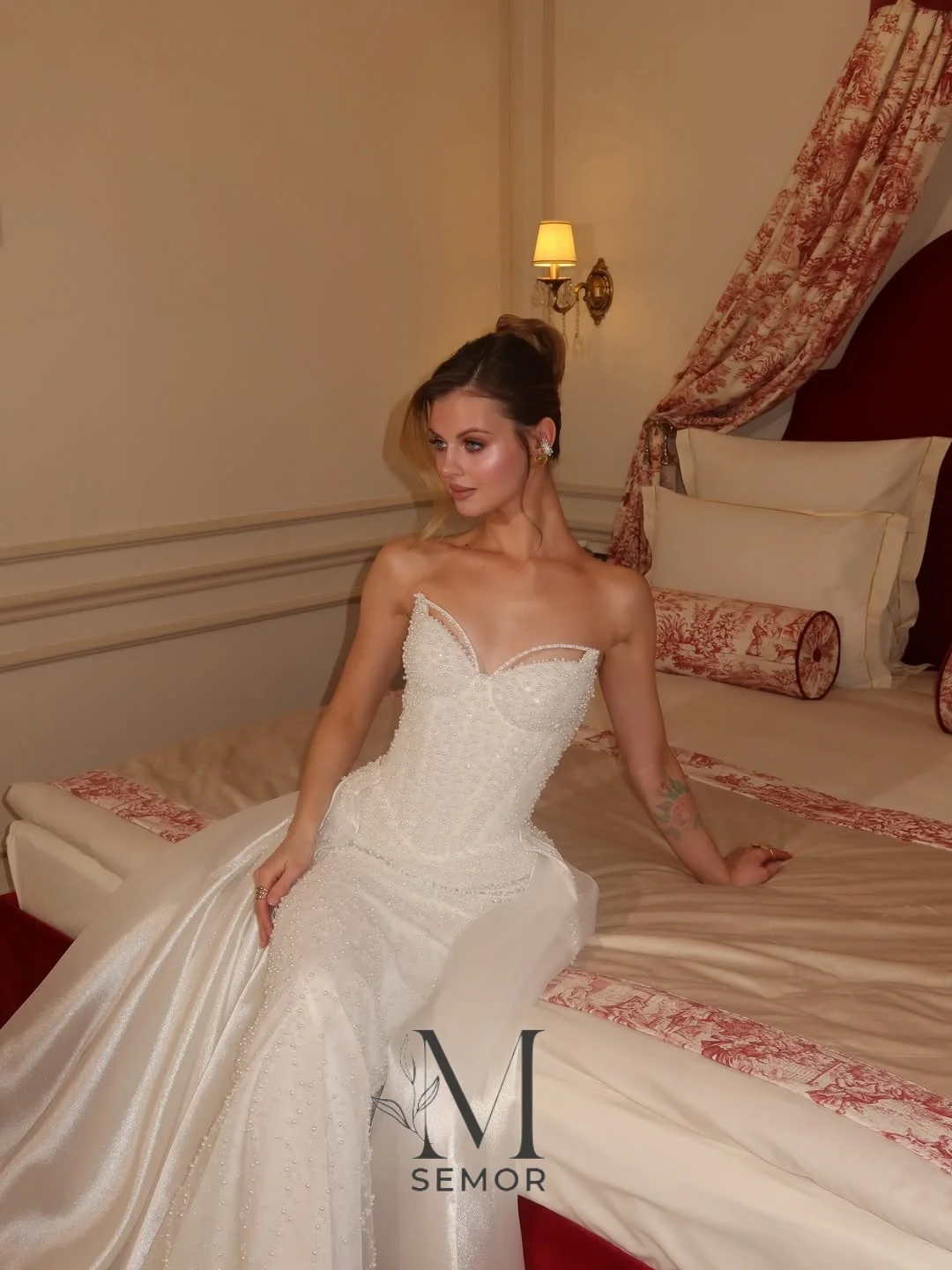Semor Vintage Lace Sweetheart Collar Wedding Dress 2026 Glitter Beading Mermaid Customized Detachable Train vestido de novia