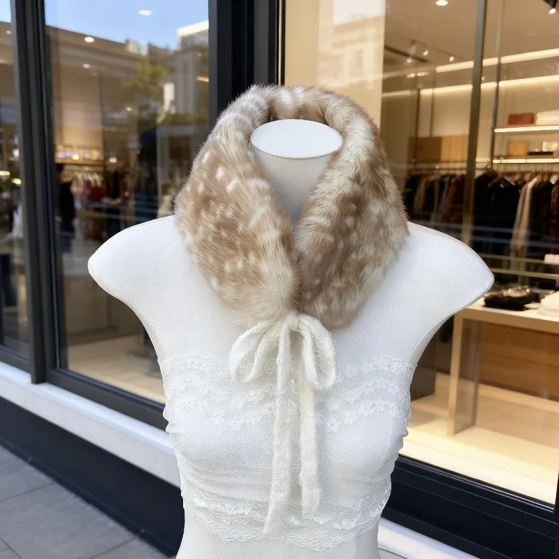 Ladies Winter Fawn Fur Plush Imitation Fur Scarf Scarf Ribbon Scarf Fur Collar