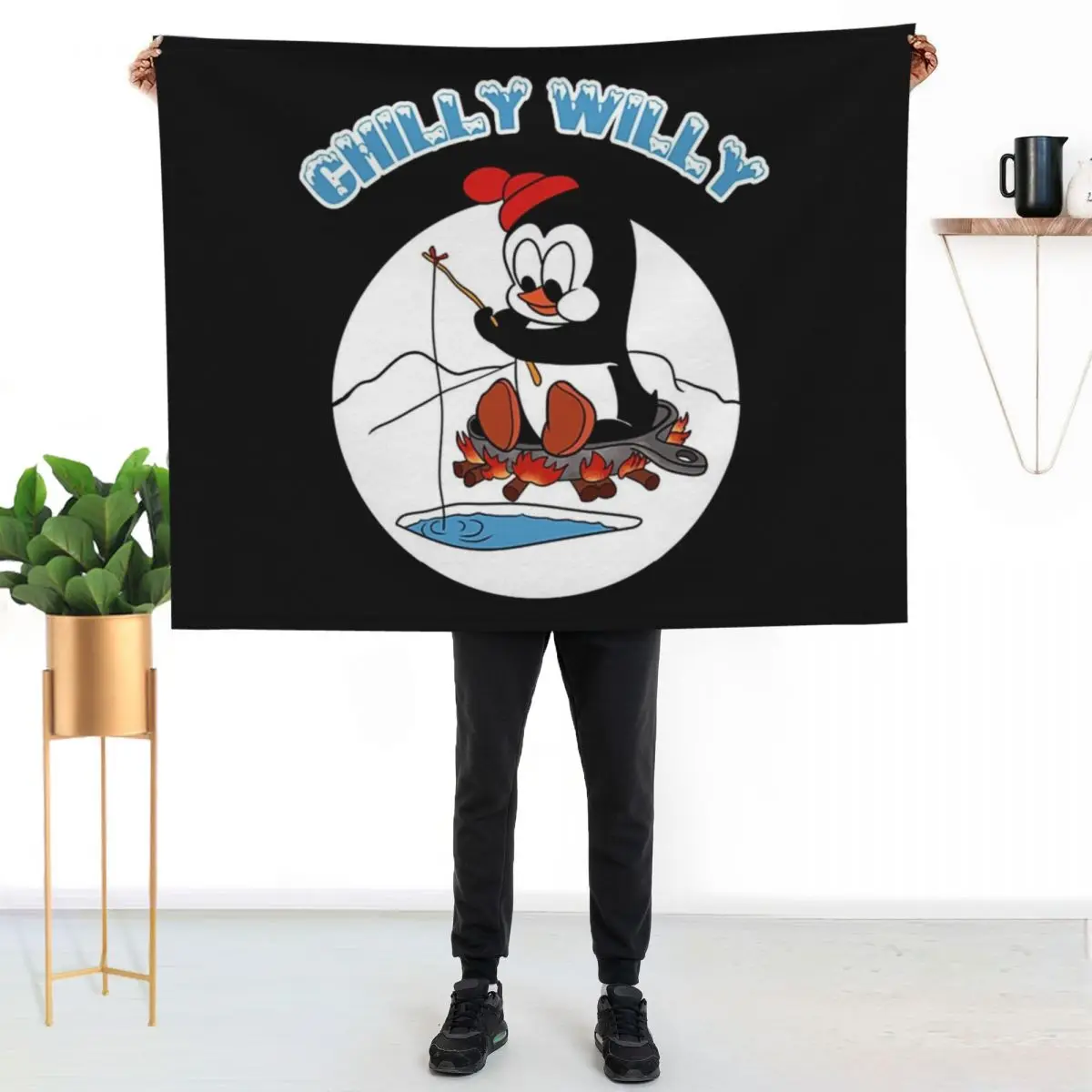Chilly Willy Throw Blanket Stylish Decor Blanket Gift for Friends Roommate