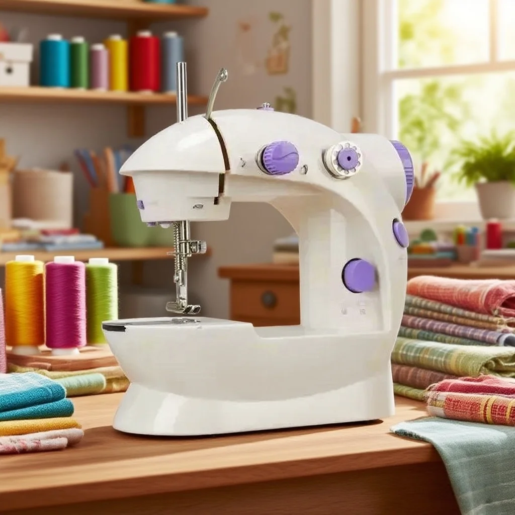 

New Mini202 Household Sewing Machine Portable Electric Sewing Machines with Light and Speed Control for Beginner DIY Home Sewing