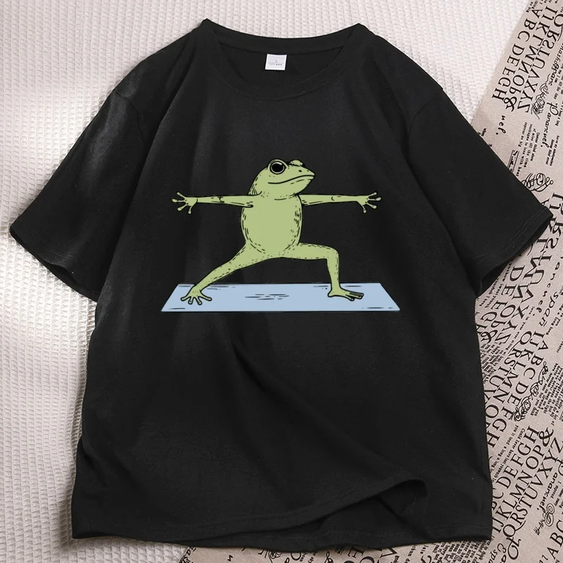 

Funny Frog Yoga T Shirt Men Women Casual Cotton Short Sleeve Round Neck Tshirt Cool Graphic Tshirt Comfortable Streetwear