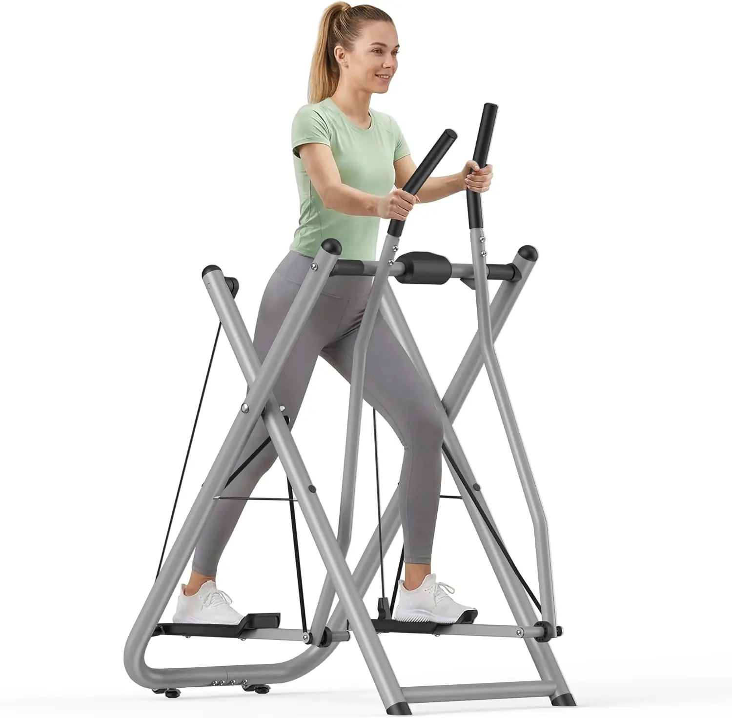 Home Gym Use, Steel Material, Gray Color, 600LBS Capacity, Fully Assembled Low-Impact Elliptical Glider for Cross-Training