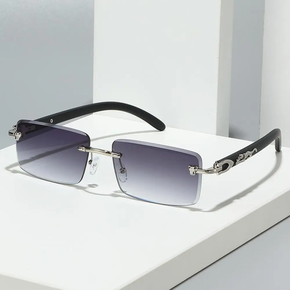 

Fashion Cheetah Decoration Retro Sunglasses Ocean Lens UV400 Rimless Shades Summer Eyewear for Women & Men