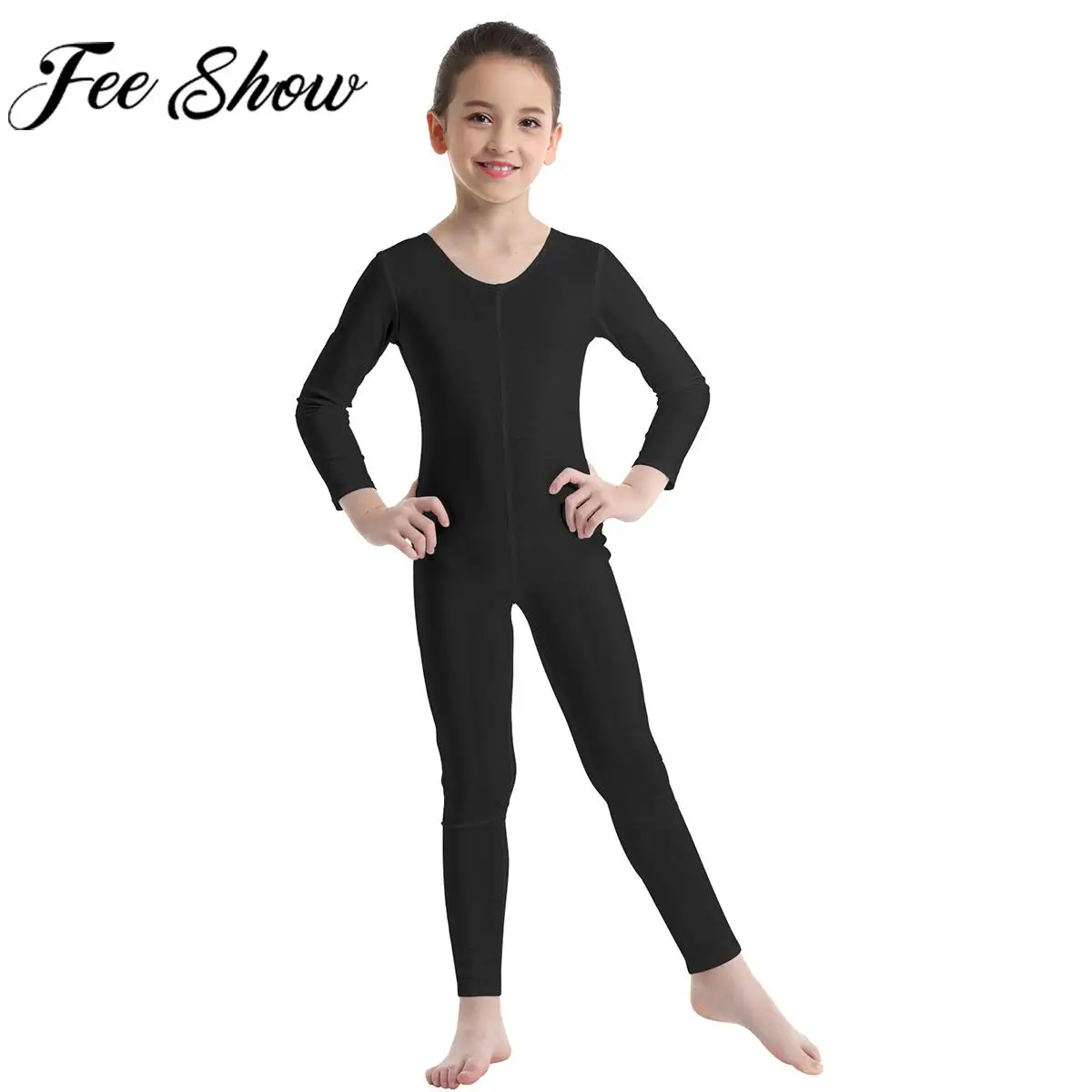 Kids Girls Ballet Dance Leotard Long Sleeve Gymnastics Jumpsuit Unitard Skating Acrobatics Yoga Training Performance Dancewear