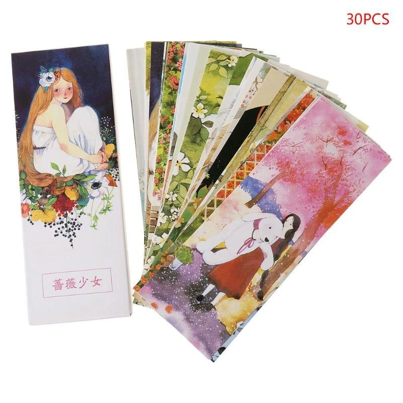 W89C 30pcs Winter Sonata Bookmarks Paper Page Notes Label Message Card Book Marker