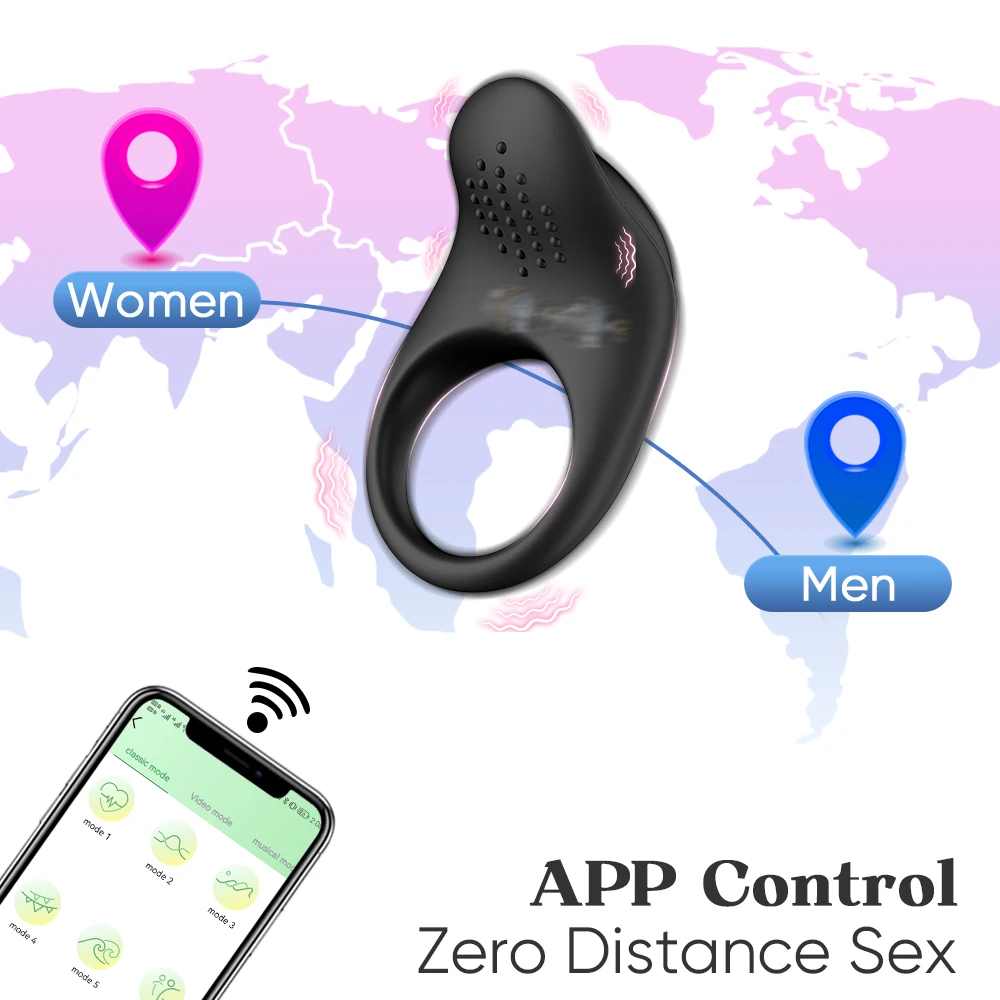 APP Control Vibrating Cock Ring for Men Ejaculation Delay Penis Ring Chastity Cage Clit Stimulator Adult Sex Toy for Couples - Image 2
