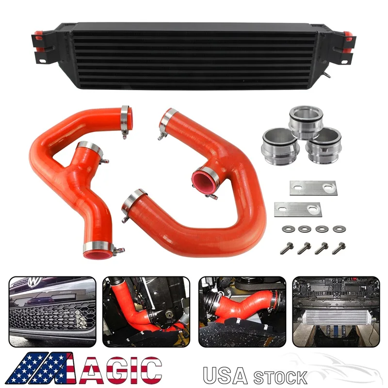 FMIC Twin Intercooler Hose Kit  For  VW Jetta Gti Golf A3 Mk5 2.0T 2006-2010 Black/Red