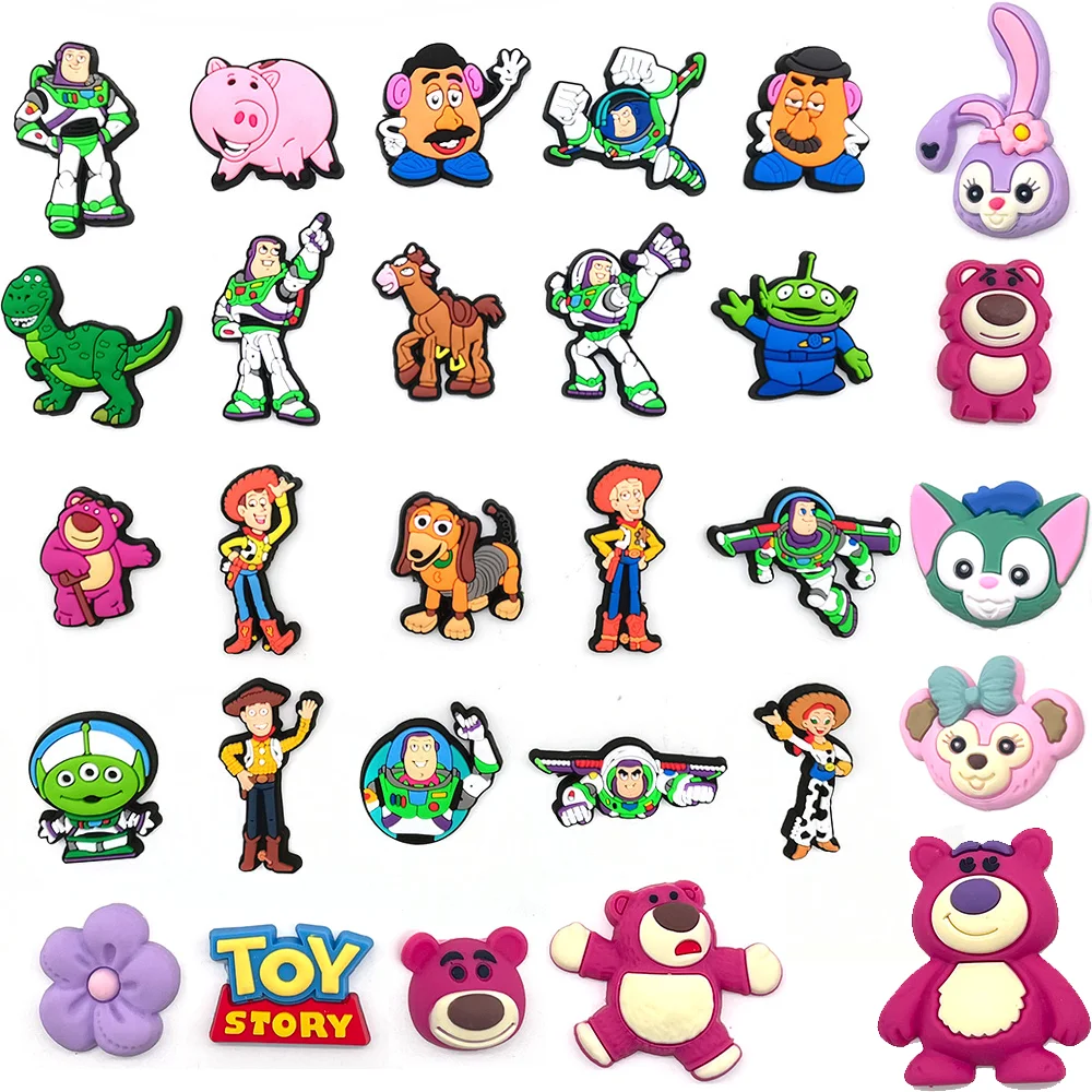 Disney 1pcs Cute Cartoon Character Toy Story Bear PVC Shoe Charms DIY Sandals Pins Accessories Decorate Girl Kids Boy Party Gift