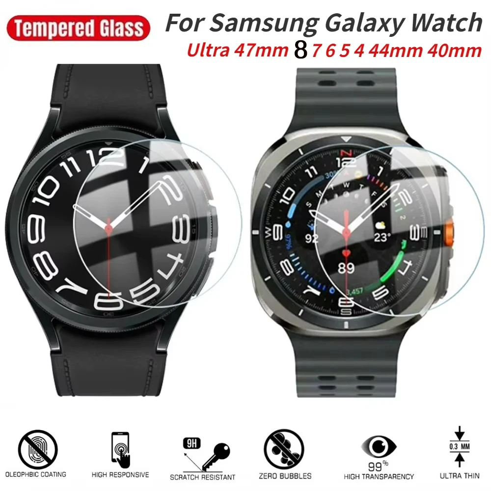 

HD Tempered Glass for Samsung Galaxy Watch Ultra 47mm 5 pro 45mm 8 7 6 5 4 44mm 40mm Screen Protector Films for Galaxy 8 Classic