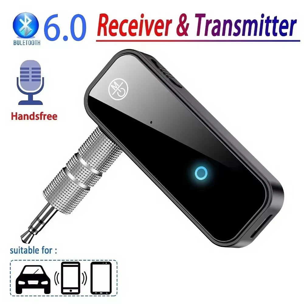 Image of Bluetooth 6,0 Audio Receiver Sender Freisprechen Anruf 3,5mm AUX Jack USB Dongle Stereo Musik Wireless Adapter Für TV PC Car Kit