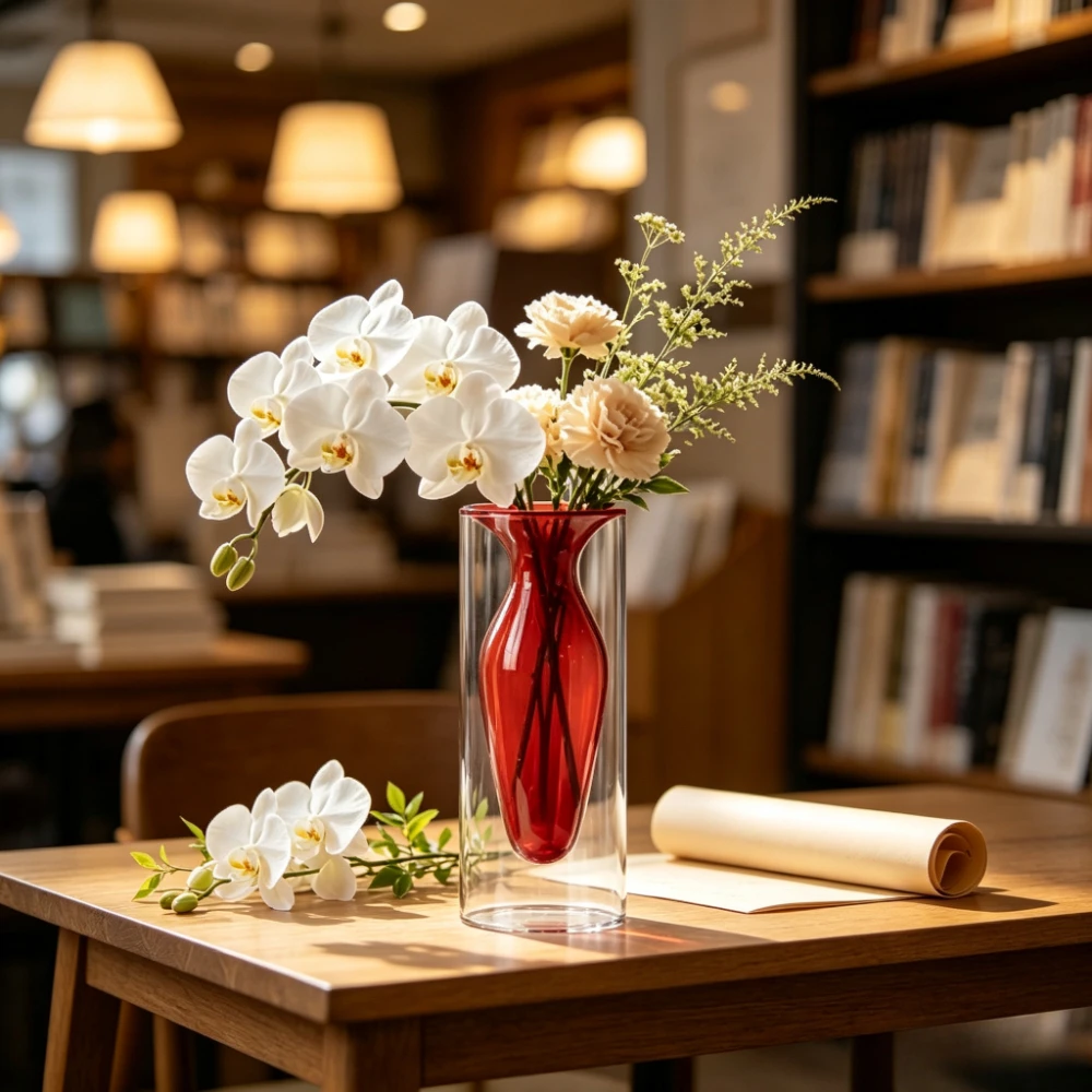 Nordic Double Layer Glass Vase Clear Cylinder Hydroponic Plant Container Modern Home Table Decor Wedding Party Ornament