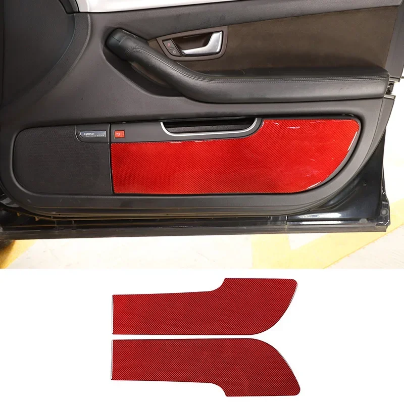 For Audi A8 D3 2004 - 2012 Car Door Anti-kick Panel Decorative Sticker Carbon Fiber Interior Accessories 2 Pcs