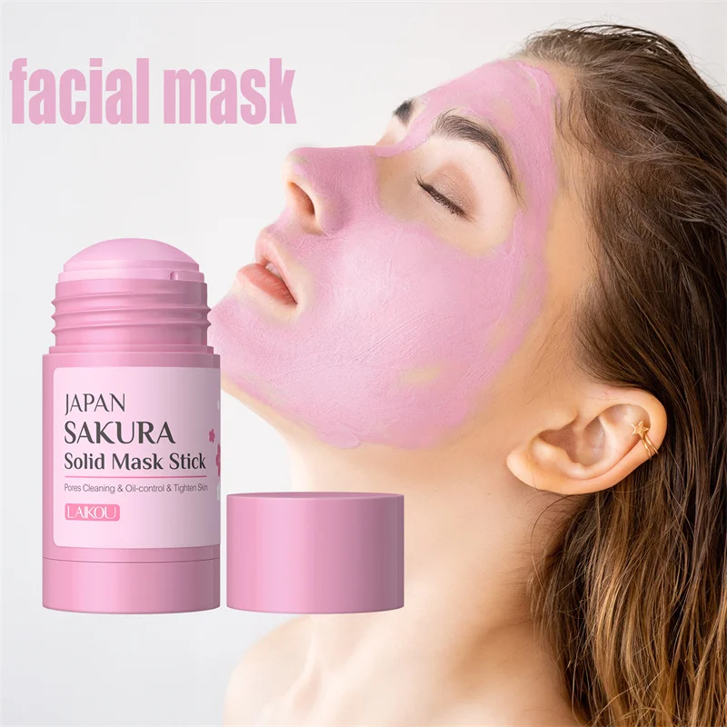 Masque facial à la boue Sakura, masque de sommeil hydratant, rétrécissement des pores, nettoyage en profondeur, élimine les points noirs, contrôle du sébum