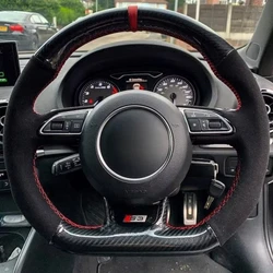 Customized Car Steering Wheel Cover Braid Non-Slip Suede For Audi S3 A5 A7 RS7 S7 SQ5 S6 S5 RS5 S4 RS4 2012-2018