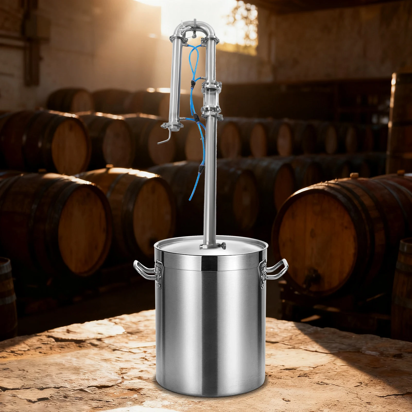 

Stainless Steel Alcohol Distiller Column Kit 2 Inch Copper Mesh Sight Glass for Home Brewing Whiskey Brandy Wine