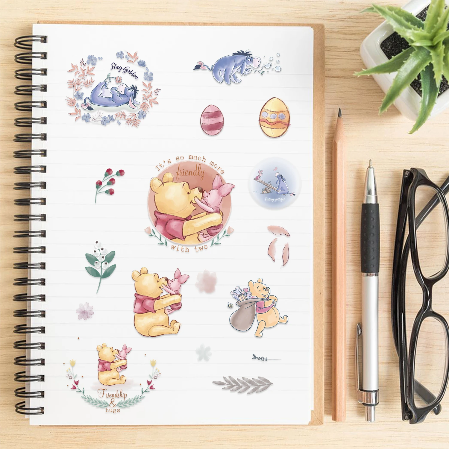 ديزني 8 قطع بوه الدب ملصق مذكرات الكمبيوتر المحمول الأمتعة سكيت الكرتون ملصق متعة الكلاسيكية هدية الديكور #5