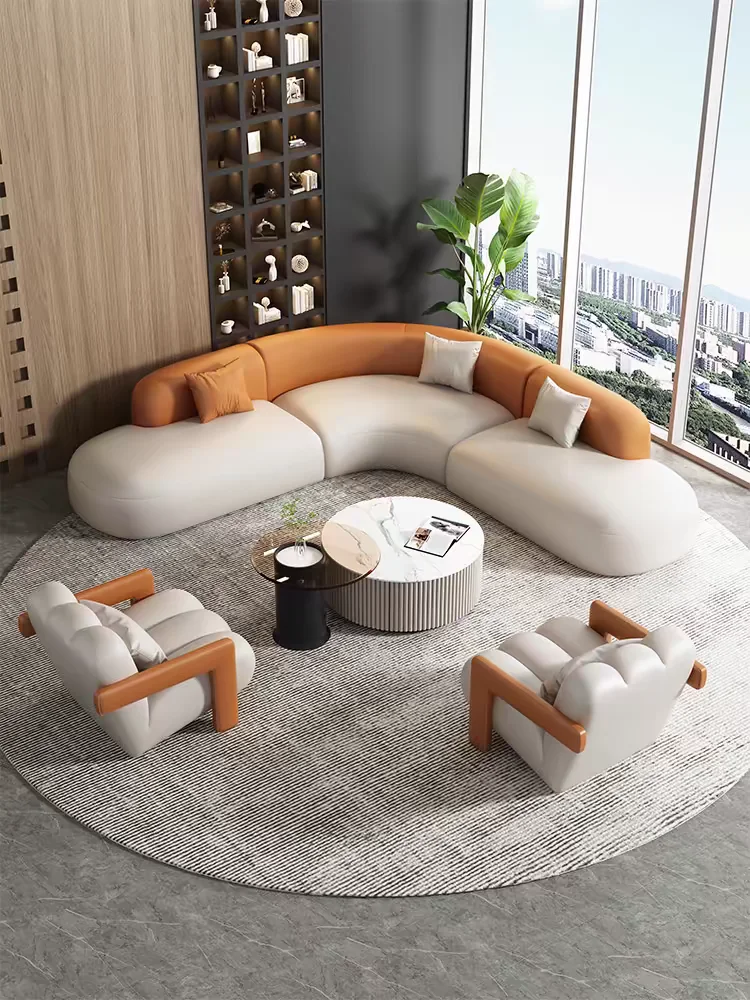 L-shaped Corner Hotel Company Medical Beauty Salon Shop Sales Office Lobby Reception Lounge Negotiation Sofa